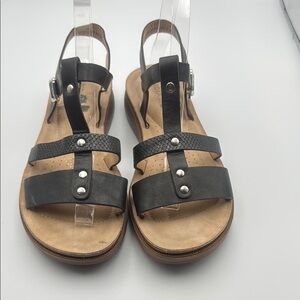 Black and Brown Sandals with Adjustable‎ Straps and Cork Footbed